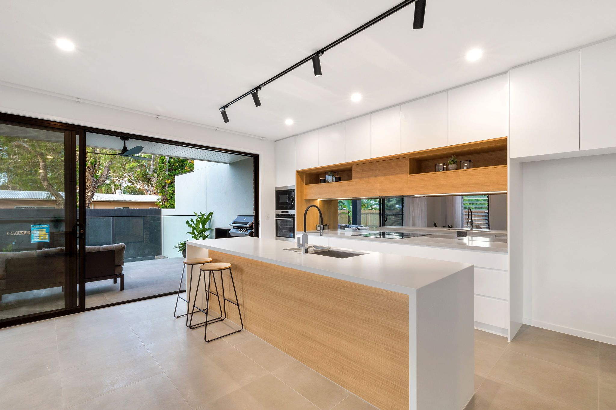 Professional electrical work being performed
